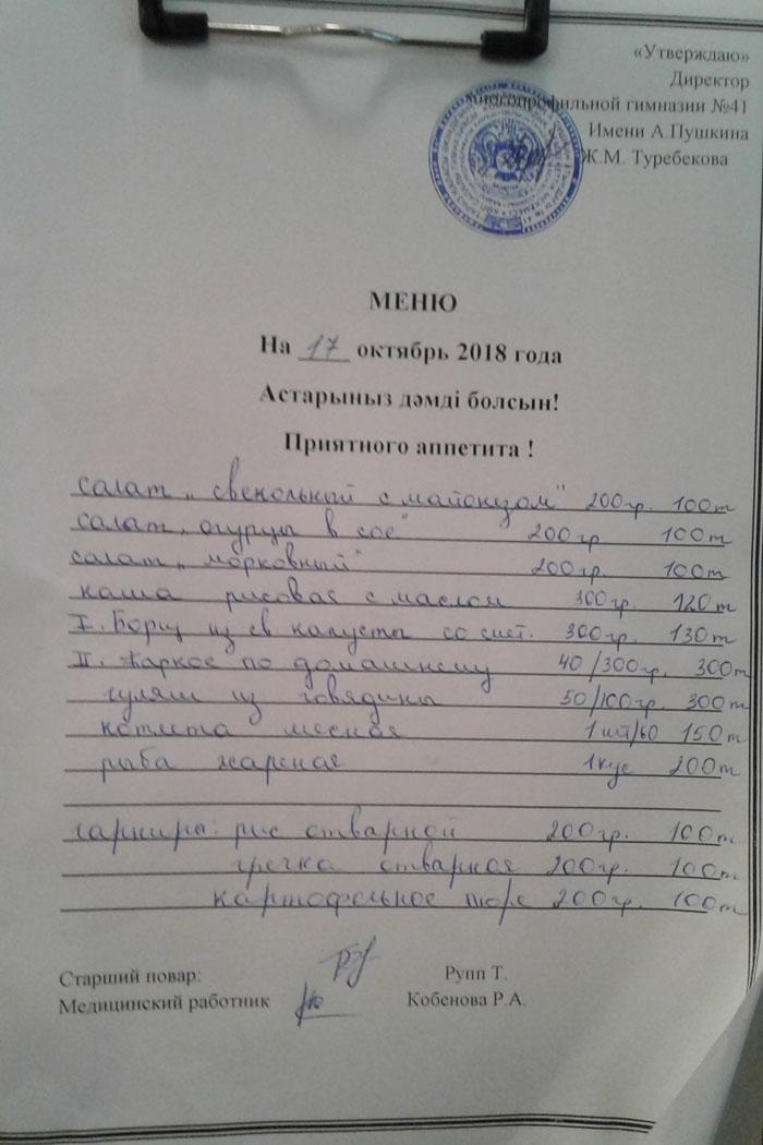 Меню на каждый день