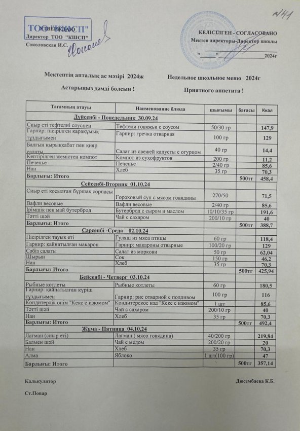 Ас мәзірі 30.09.2024-04.10.2024