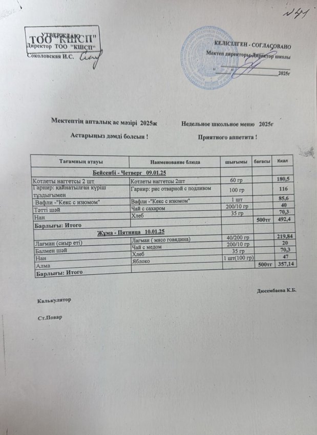 Ас мәзірі 09.01.2025-10.01.2025