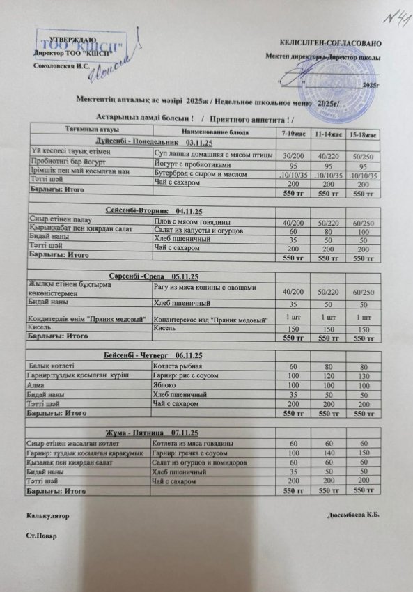 Ас мәзірі 03.11.2025-07.11.2025